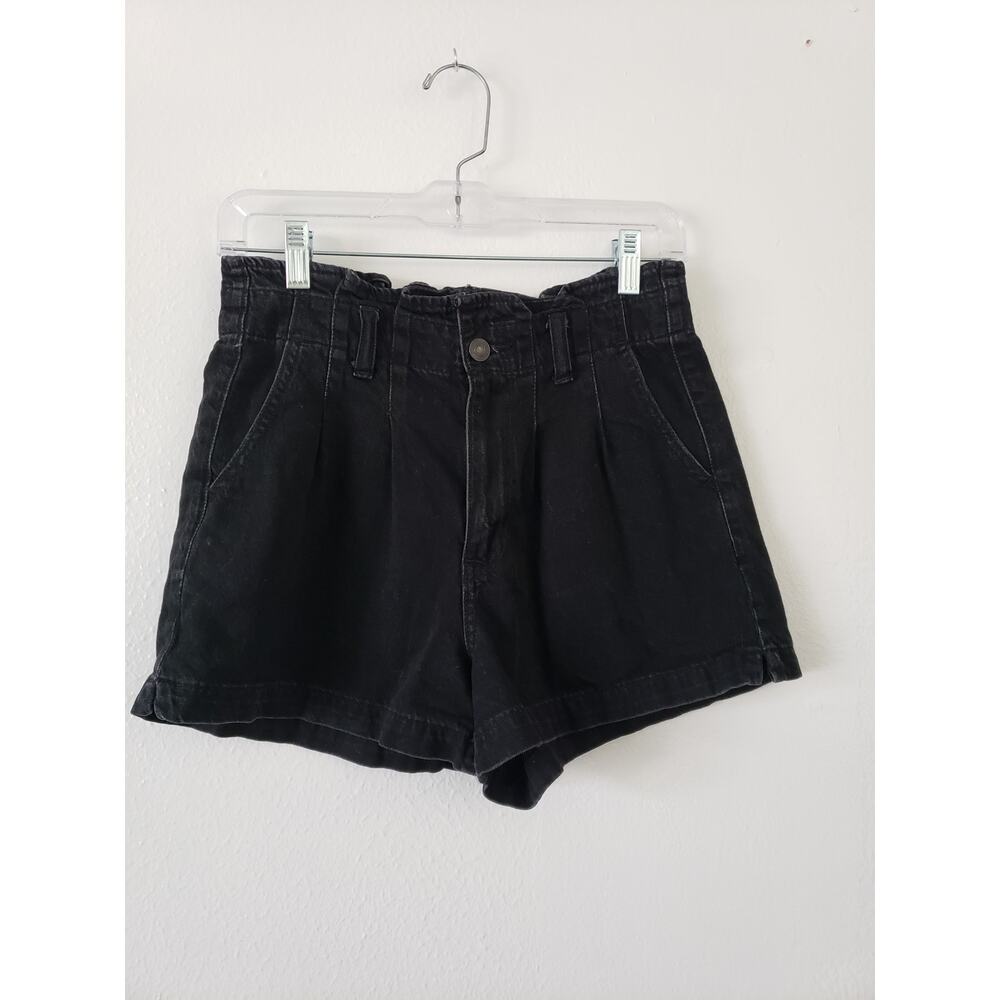 American Eagle Paperbag Denim Mom Shorts Onyx Black Highest Rise - Picture 3 of 9